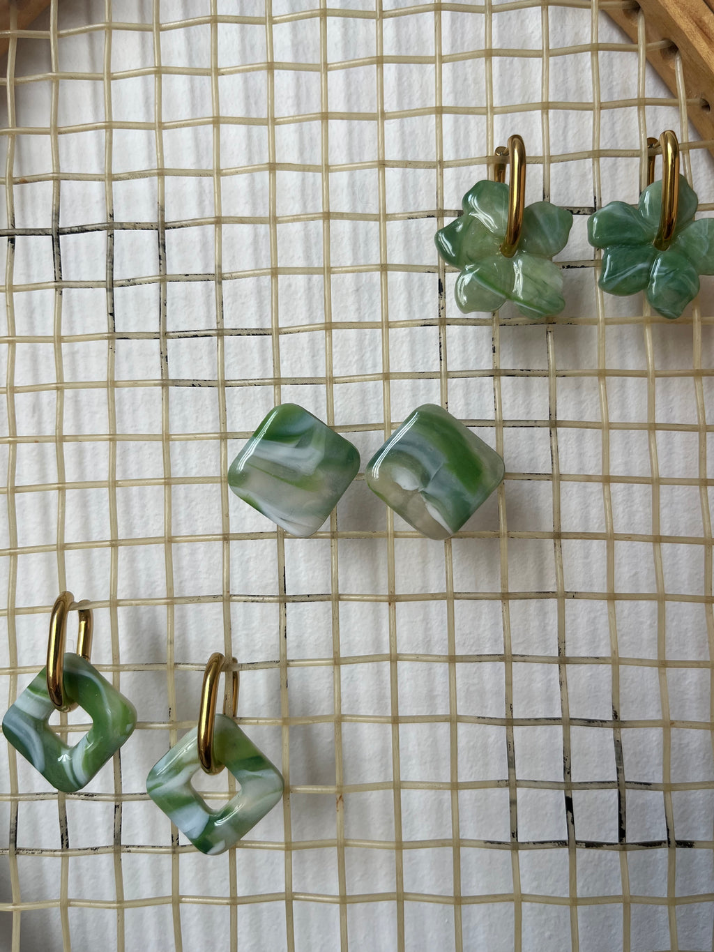 Boucles d’oreilles carrées -           Matcha