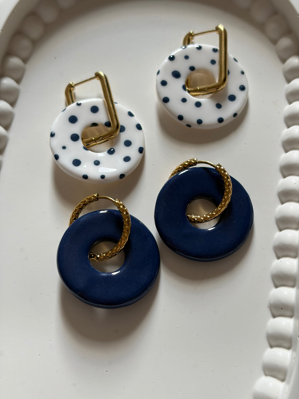 Pampilles donuts - Blanc & pois marine
