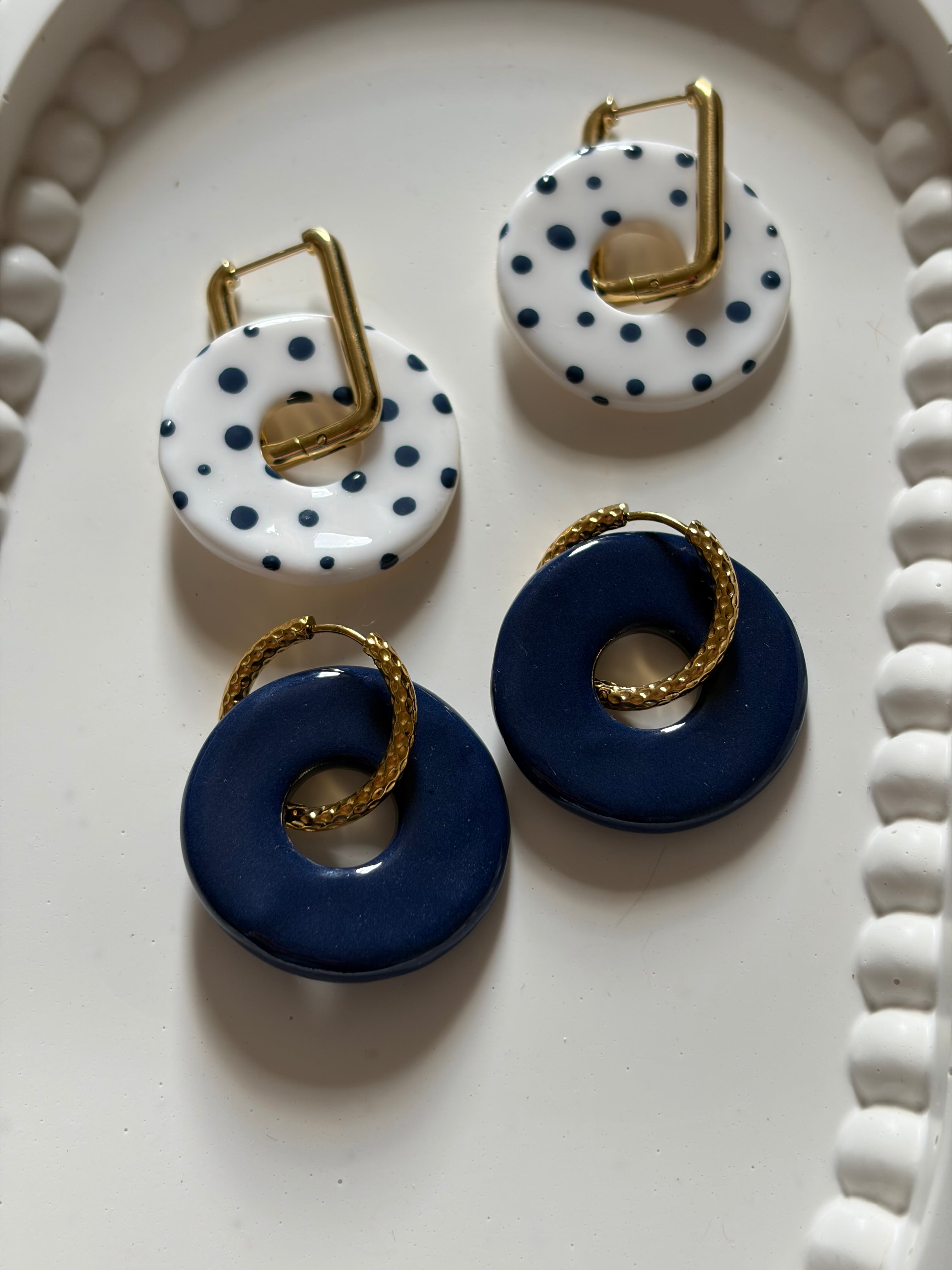Pampilles donuts - Blanc & pois marine