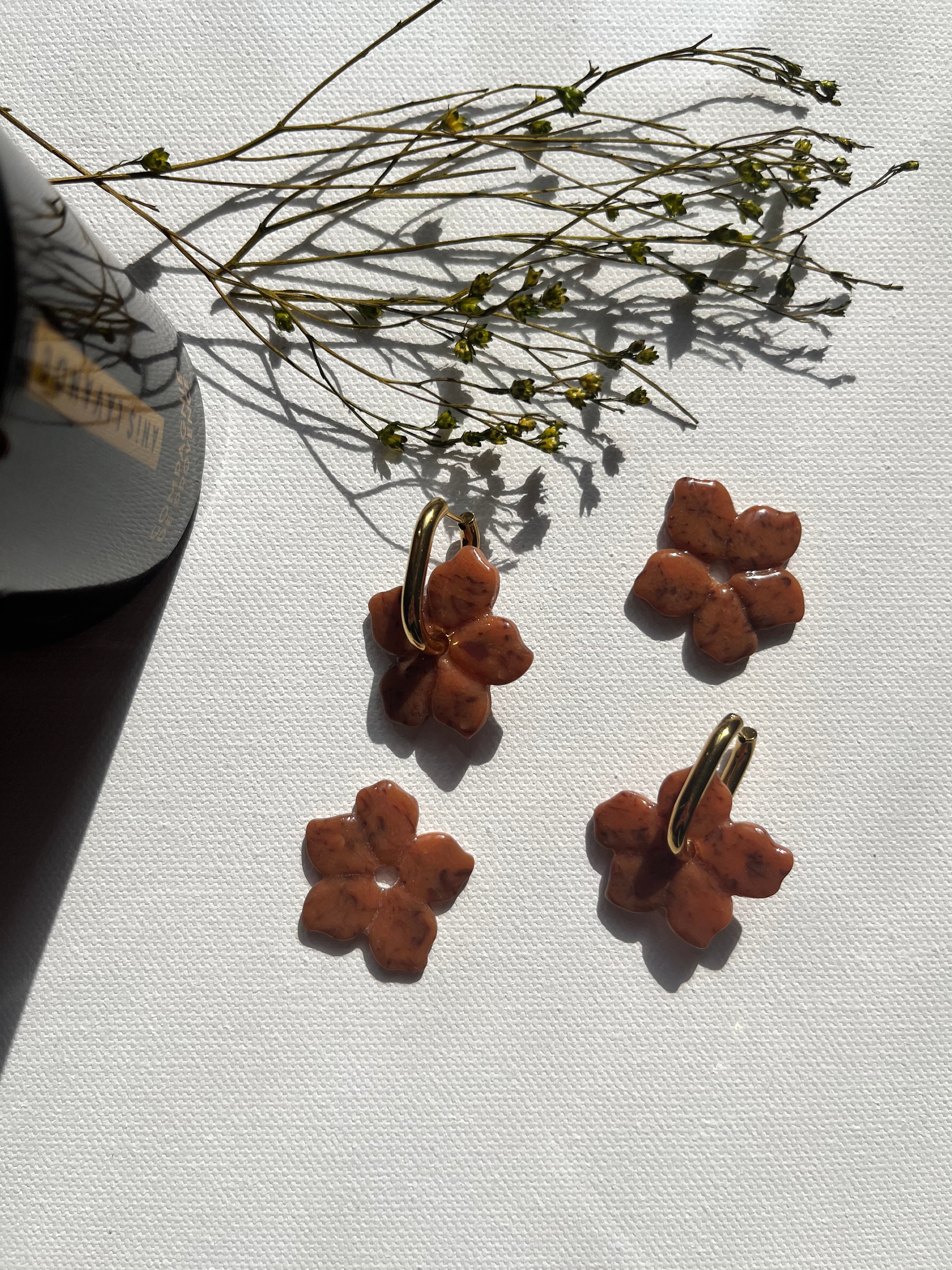 Pampille fleurs - Marron moucheté noir