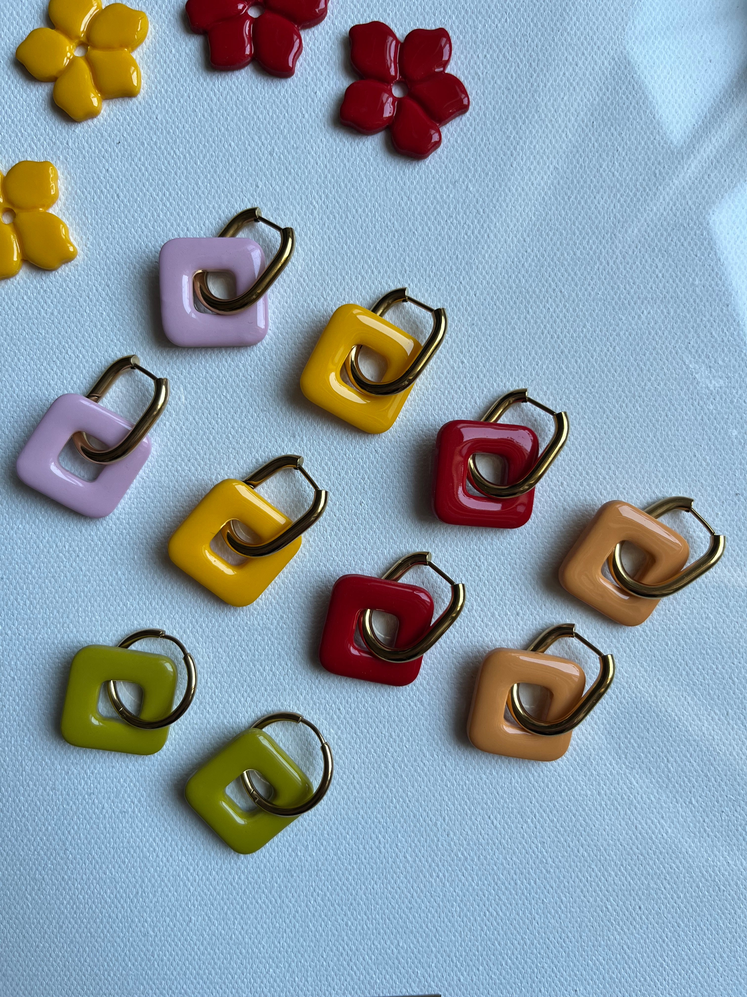 Pampilles carrées - Rouge