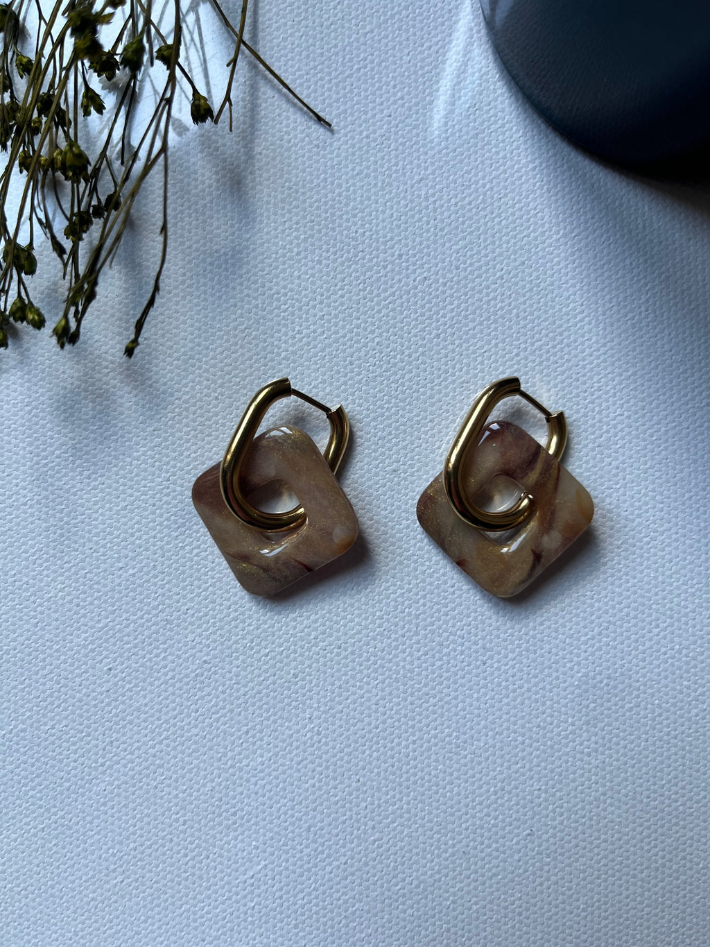 Pampilles carrées - Marron & or