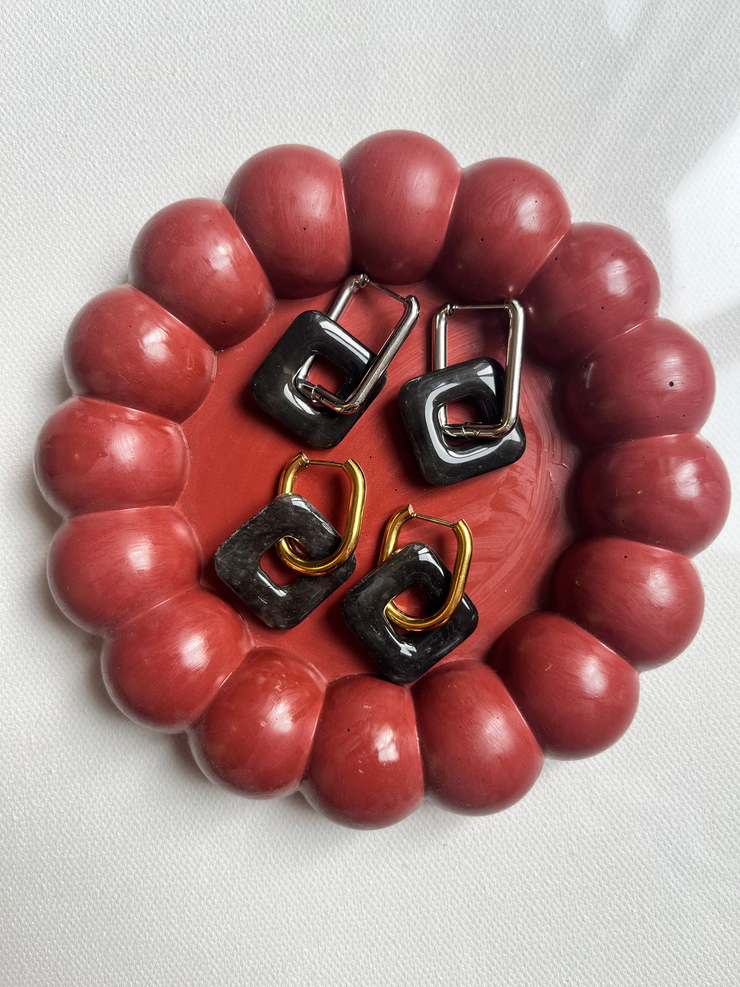 Pampilles carrées - Noir / charbon