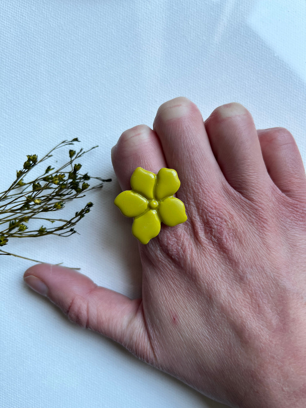 Bague fleur - Vert olive