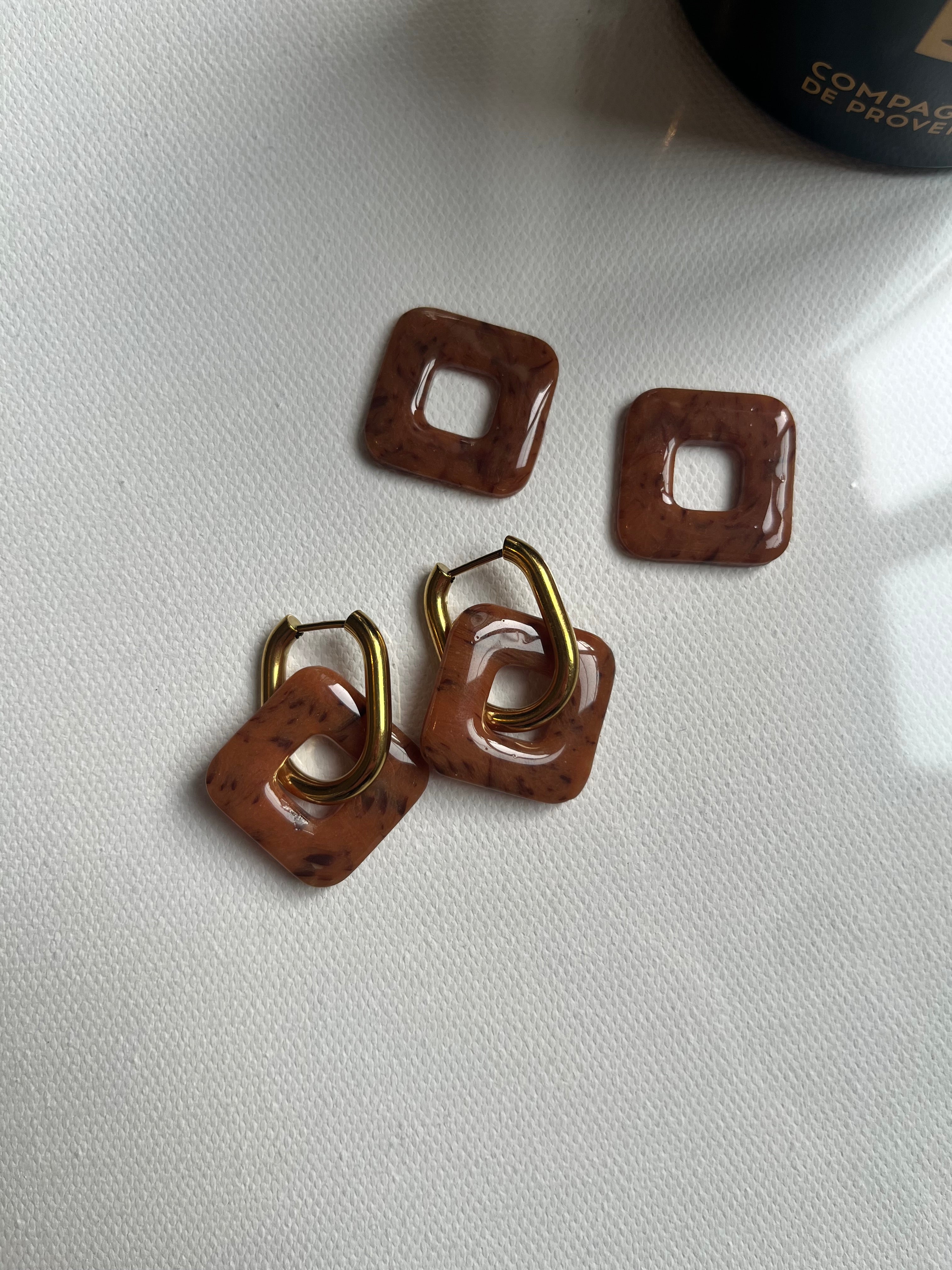 Pampilles carrés - Marron moucheté noir