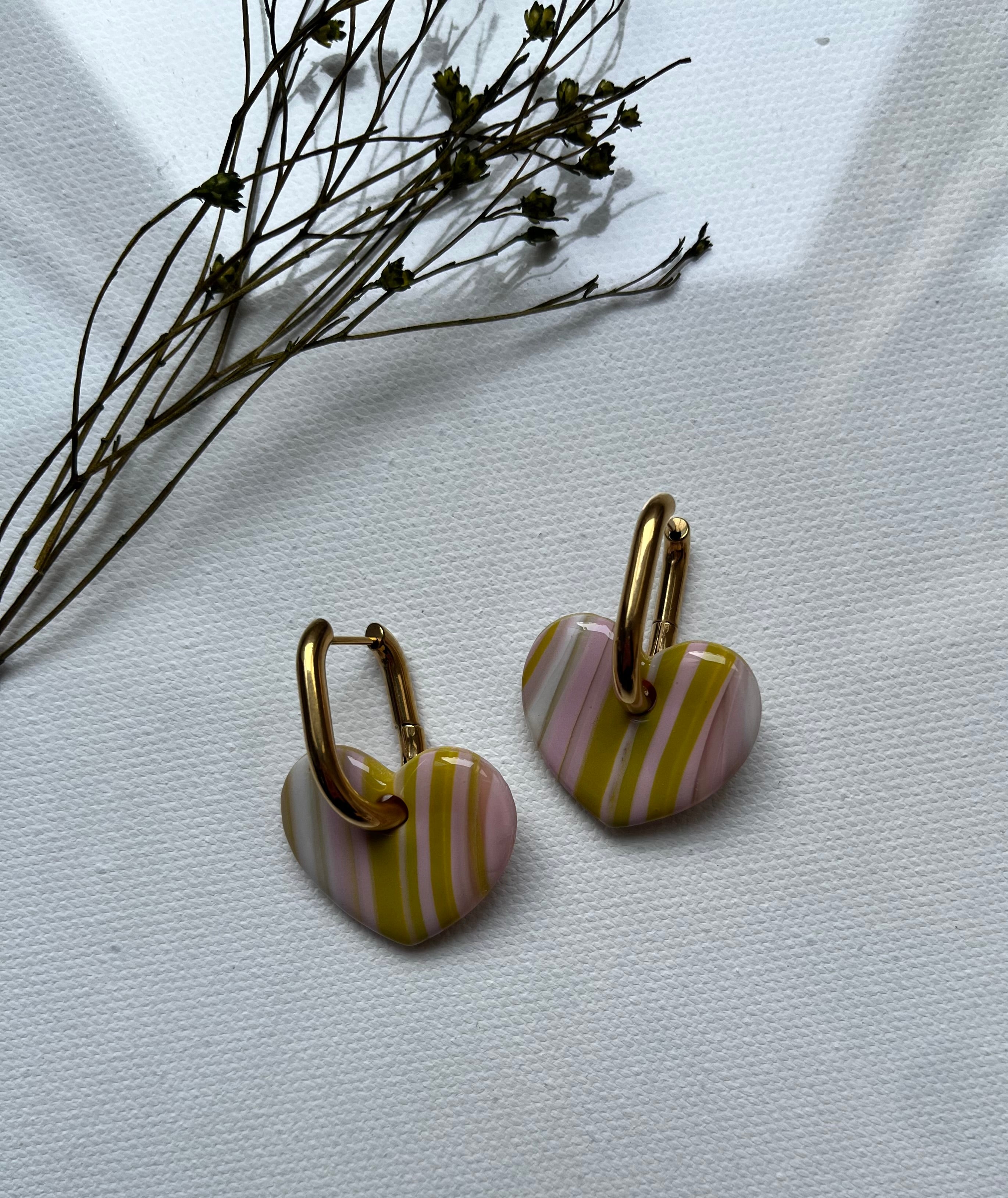 Pampilles cœurs rose & vert & blanc