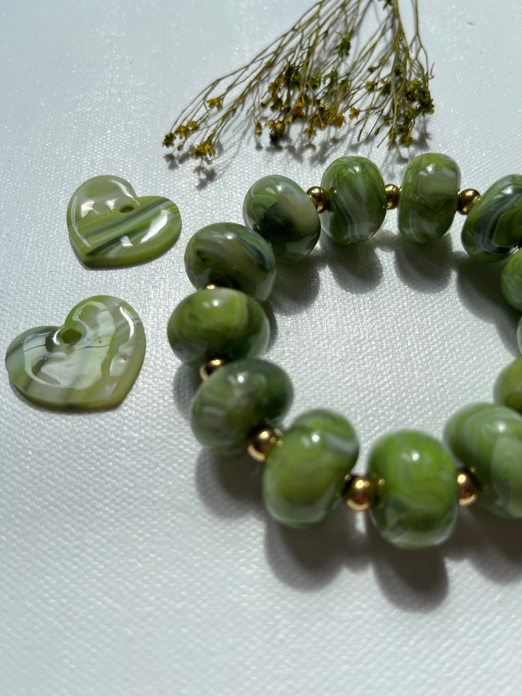 Bracelet perles - Vert reflets