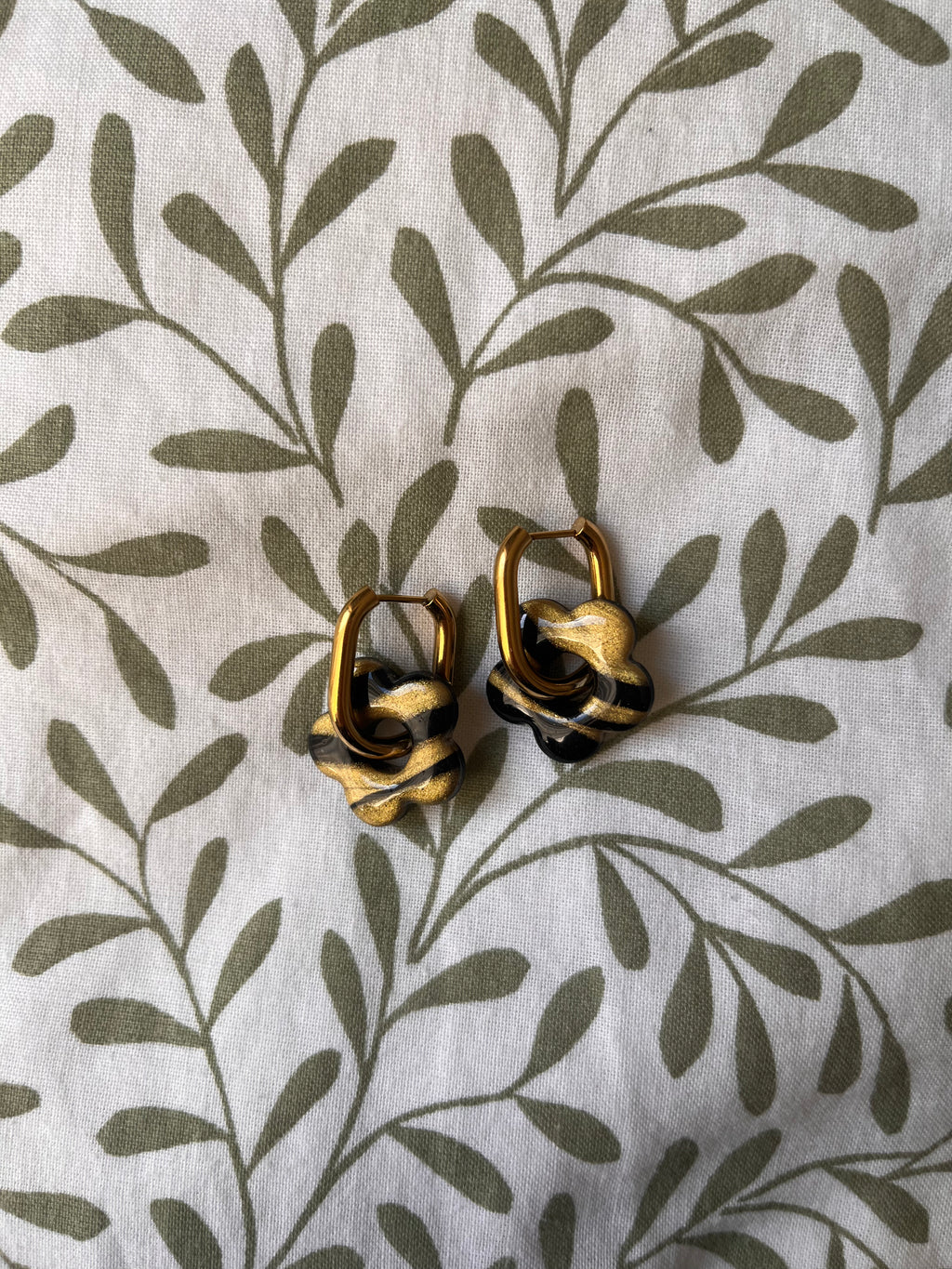 Pampilles petites fleurs - Noir & or