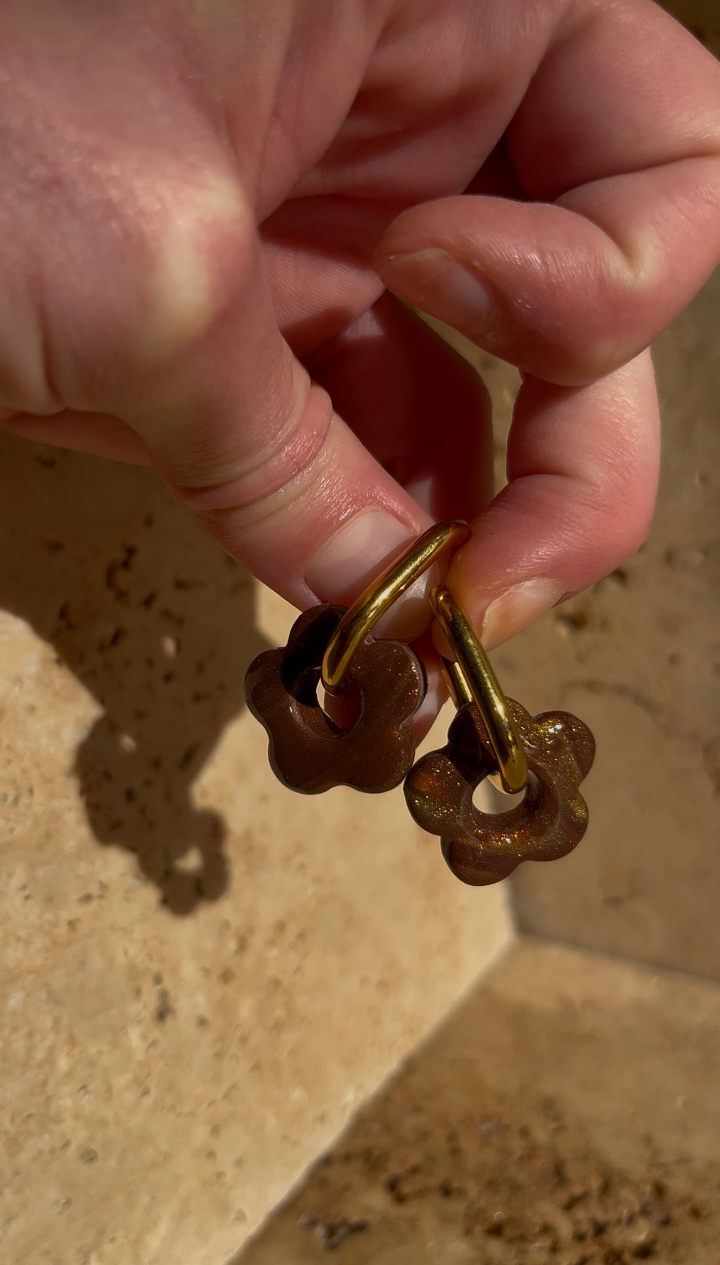 Pampilles petites fleurs - Marron & or