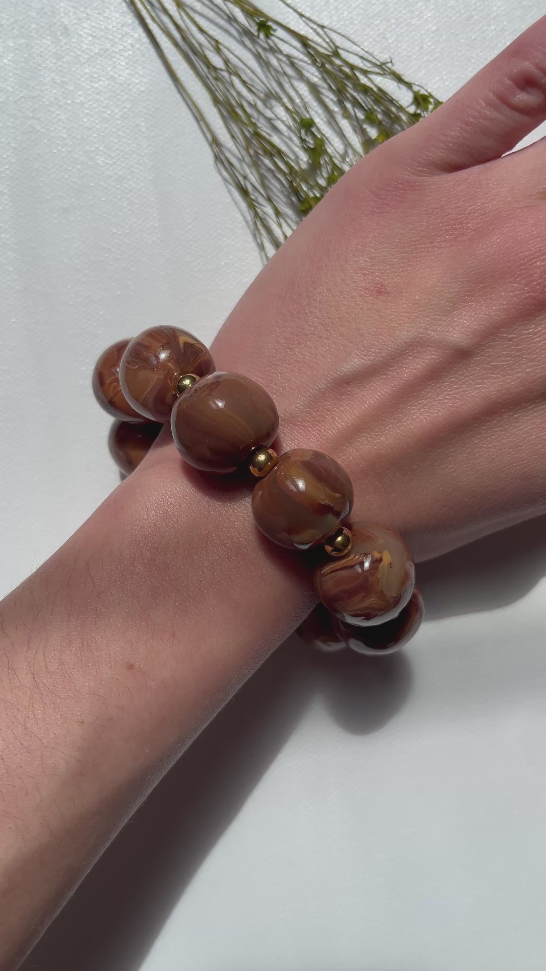 Bracelet perles - Marron reflets
