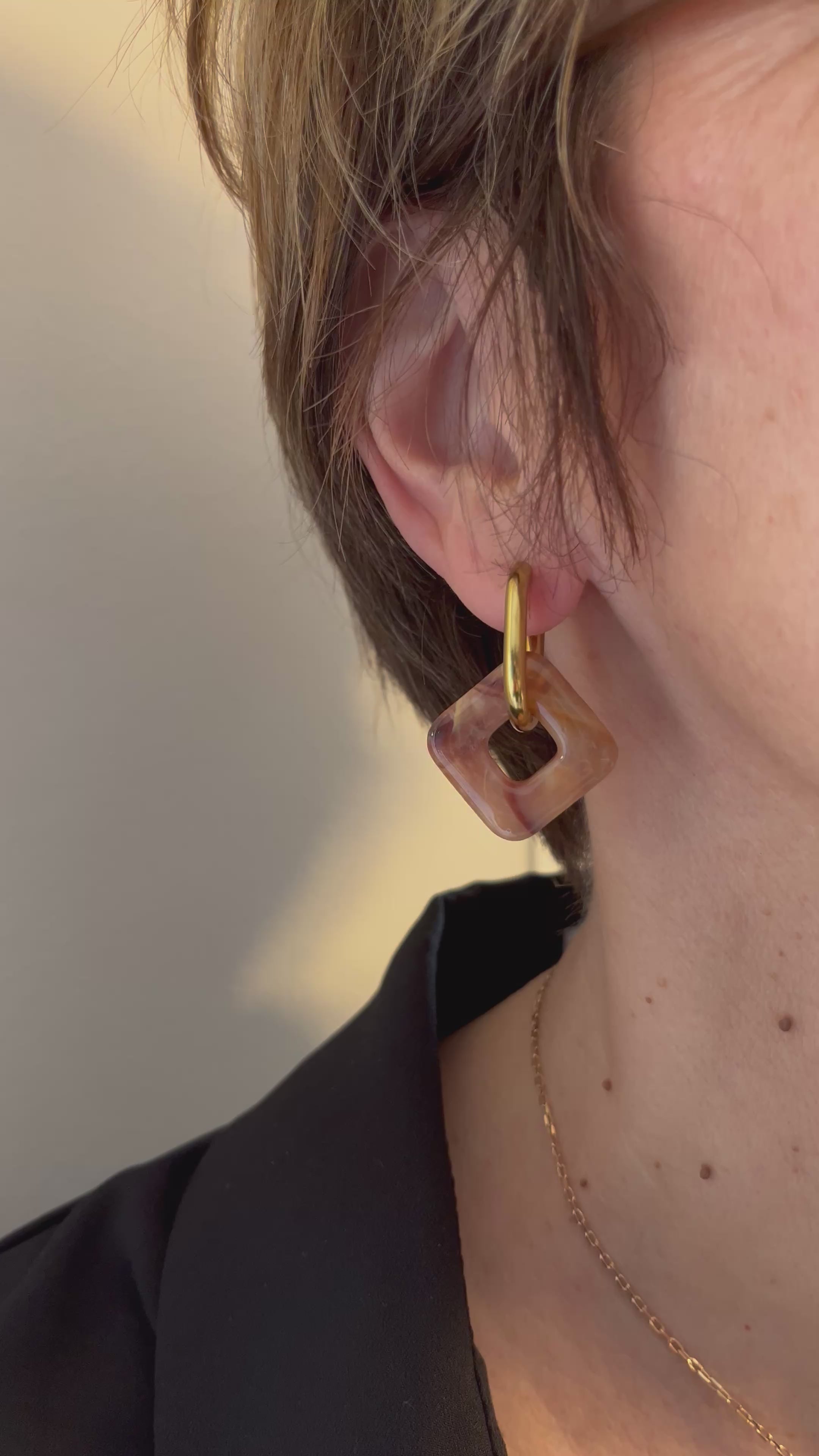 Pampilles carrés - Marron effet pierre