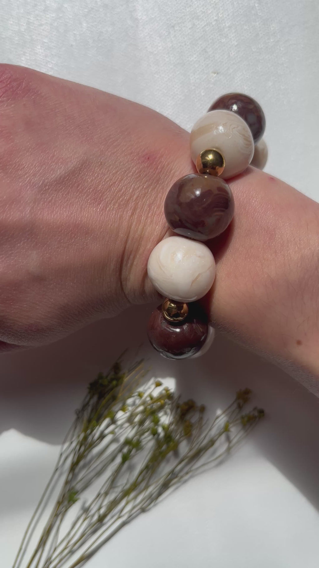 Bracelet perles - Blanc & Chocolat noir