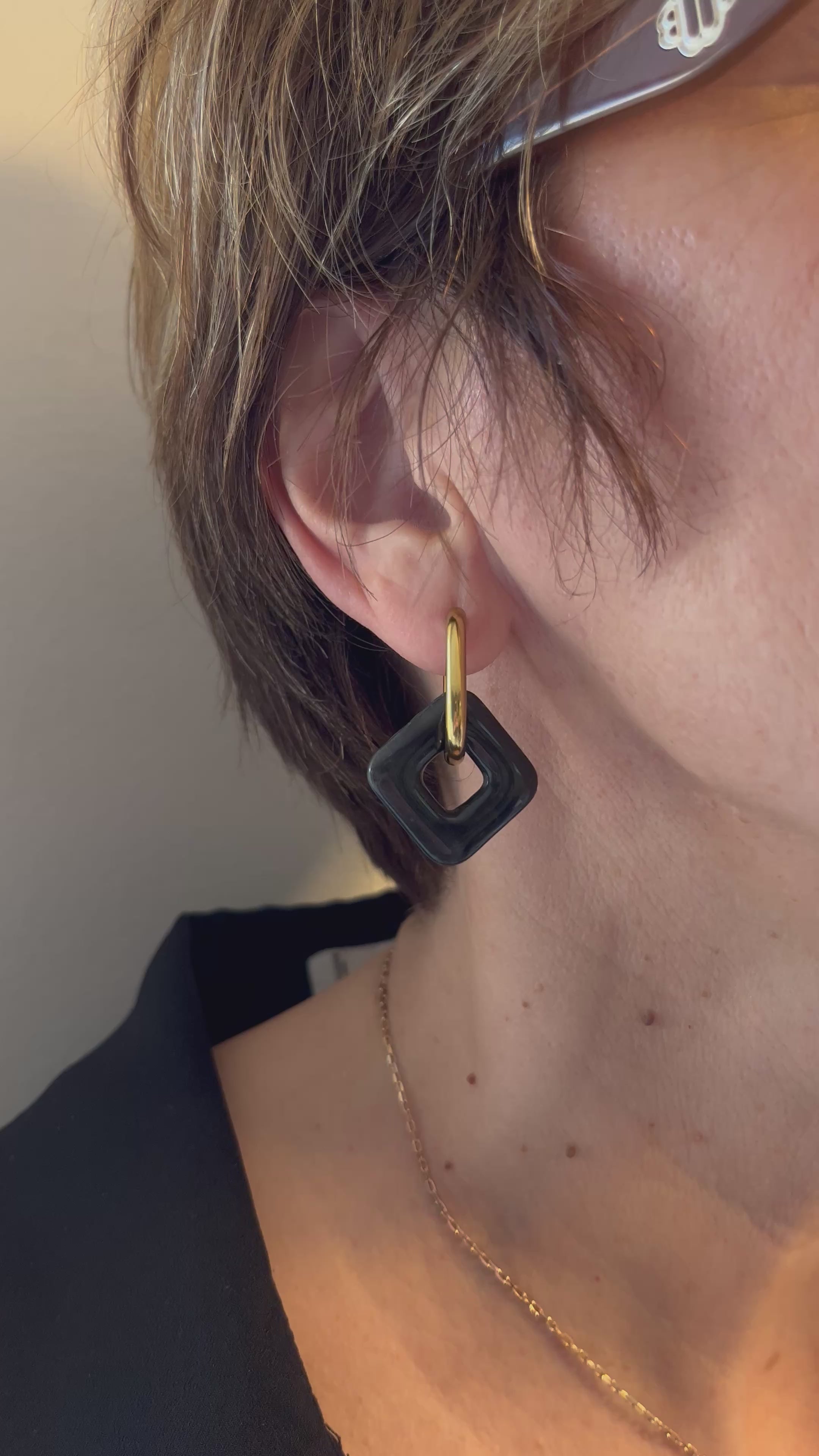 Pampilles carrées - Noir / charbon